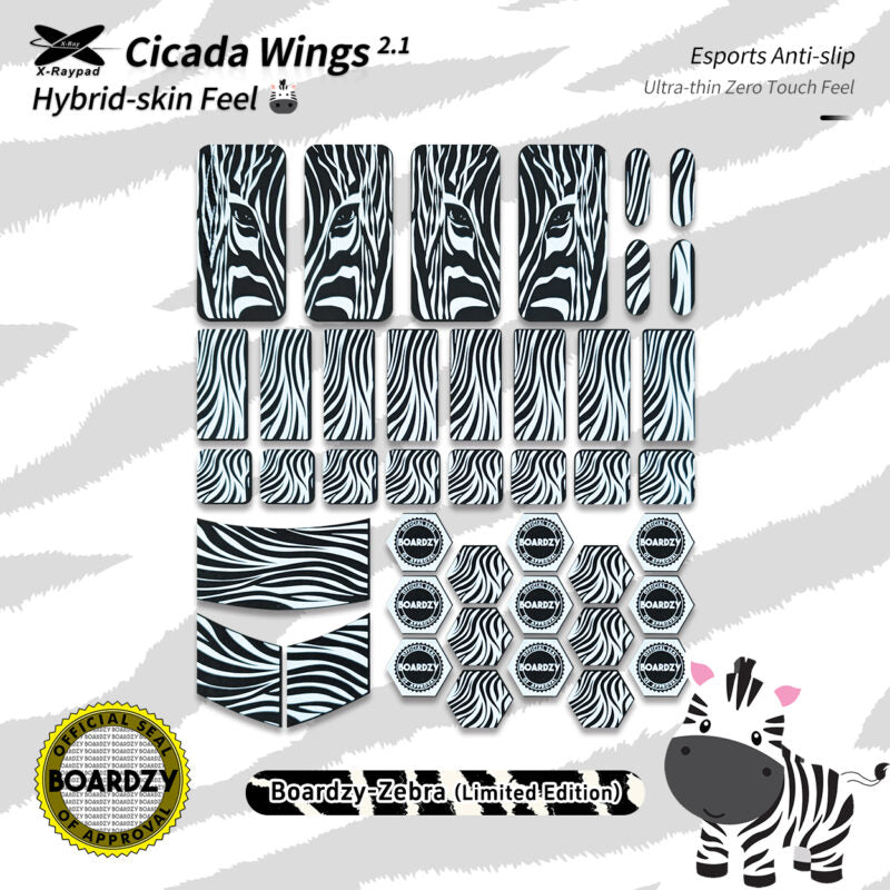 X-Raypad Cicada Wings V2 Slicks Universal Pre-cut Grip Tape -Boardzy Zebra Limited